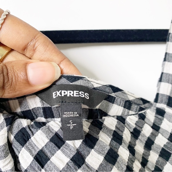 Express Ruffle Off the Shoulder Gingham Blouse Size Small - Picture 3 of 6